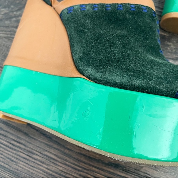 Solesociety Green Suede Wedges Size 5.5-Size 6 - Picture 8 of 10